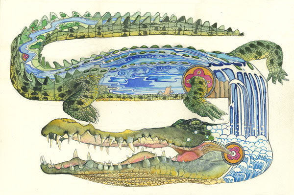 Illustration of a crocodile, River Nile contemporary illustration